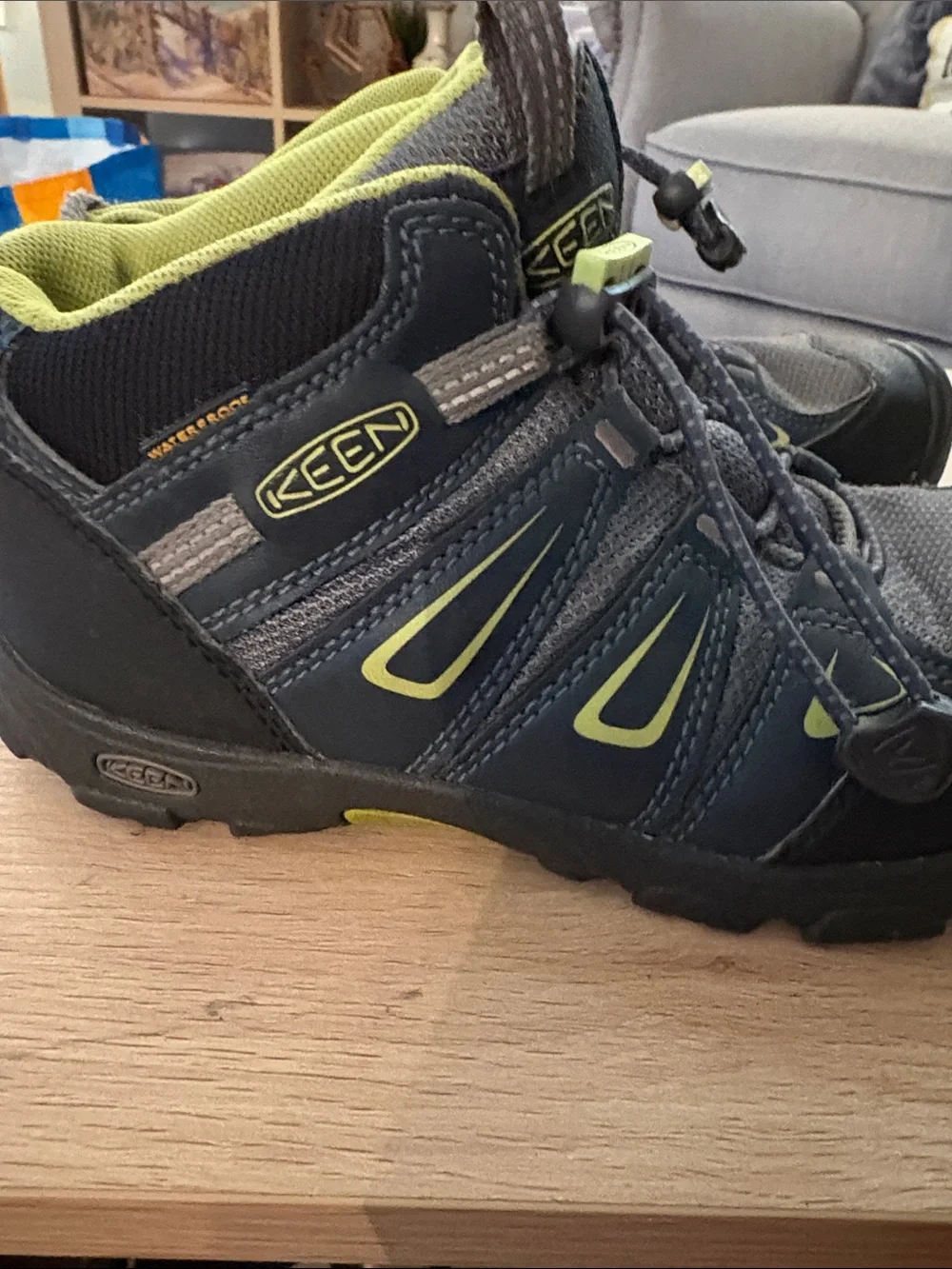 KEEN Kids Gray and Lime Athletic Hiking Sneakers NWOT